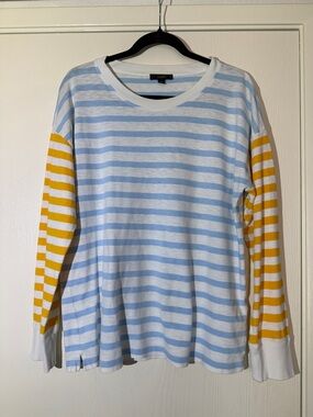 J. Crew Blue & White Striped Crewneck Top women’s size Medium